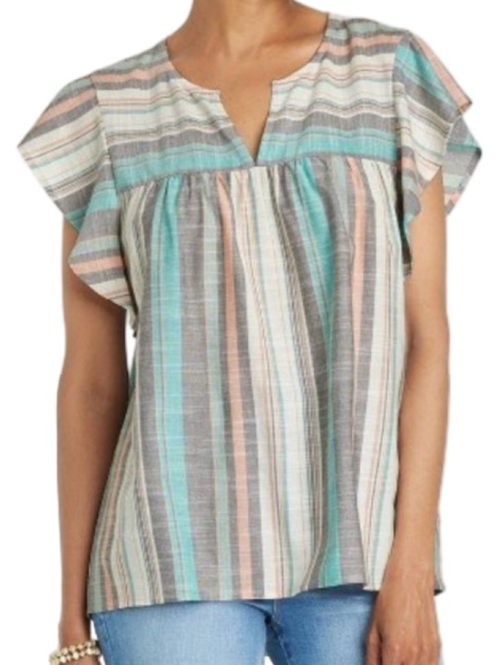 Knox Rose Tops - Knox Rose Striped Flutter Sleeve Top Women’s XS Summer Beach Boho Vacation